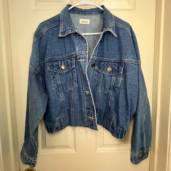 Mono B Cropped Jean Jacket Size Medium - Picture 5 of 8